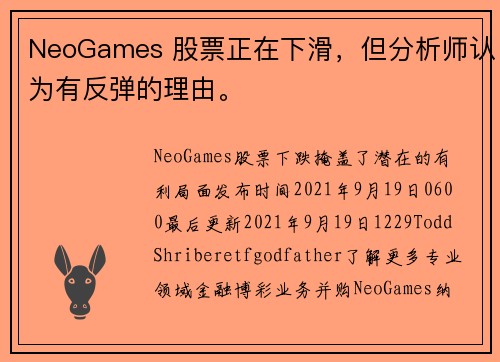 NeoGames 股票正在下滑，但分析师认为有反弹的理由。
